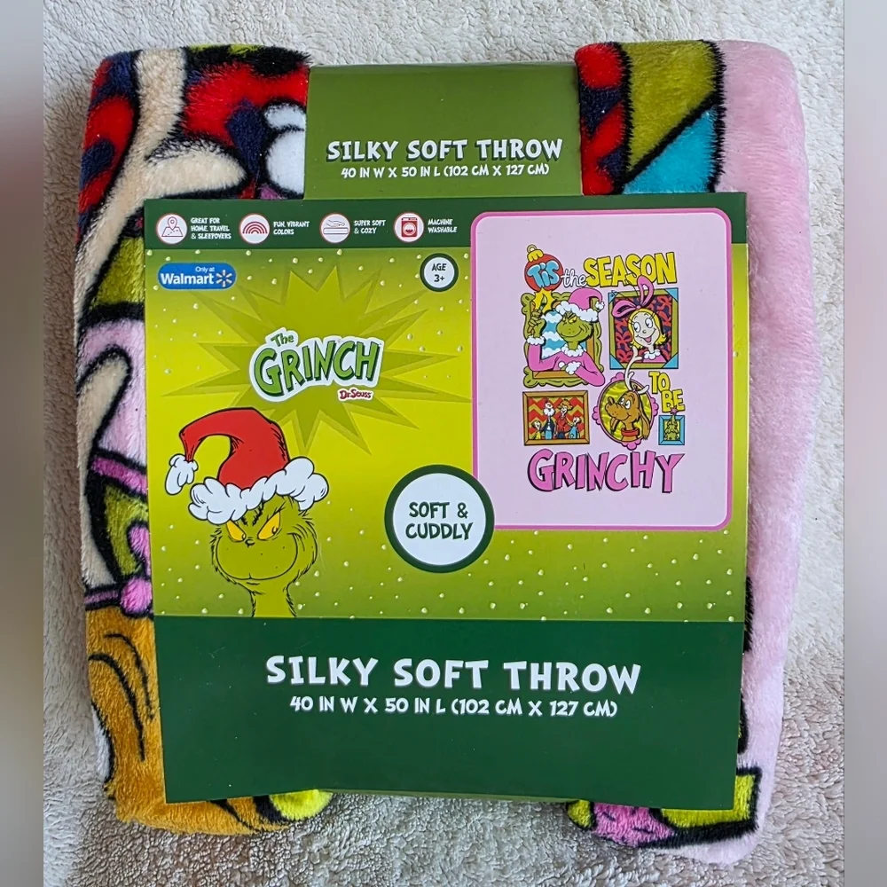 Dr. Suess The Grinch Grinchmas Holiday Christmas Silky Soft Throw Blanket 40x 50